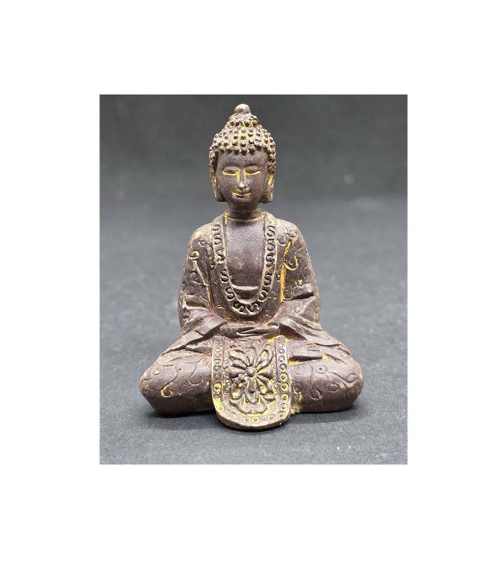 Grüßender Buddha in Felsoptik mit Geschenktütchen
